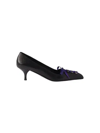 Prada Women's Antiqued Leather Pumps - Black | Thumbnail 1 Prada Women's Antiqued Leather Pumps - Black | Thumbnail 1