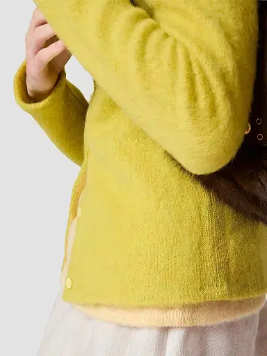 Miu Miu Women's Wool Cardigan - Yellow - Size 2 | Thumbnail 5 Miu Miu Women's Wool Cardigan - Yellow - Size 2 | Thumbnail 5