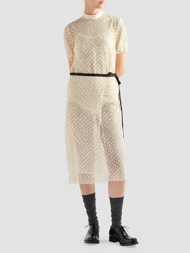 Prada Women's Embroidered Lace Skirt - Beige | Thumbnail 2 Prada Women's Embroidered Lace Skirt - Beige | Thumbnail 2