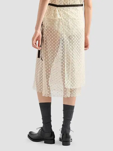 Prada Women's Embroidered Lace Skirt - Beige | Thumbnail 4 Prada Women's Embroidered Lace Skirt - Beige | Thumbnail 4