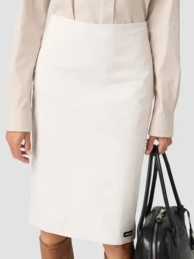 Miu Miu Women's Stretch Poplin Skirt - Beige Khaki | Thumbnail 3 Miu Miu Women's Stretch Poplin Skirt - Beige Khaki | Thumbnail 3
