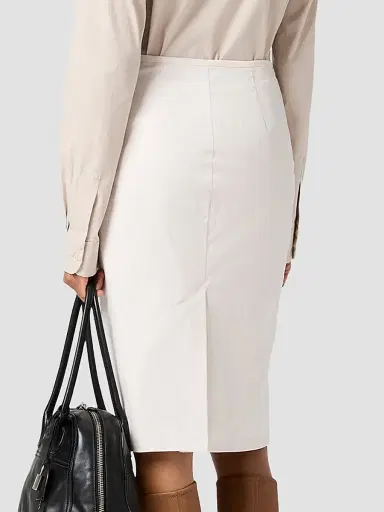 Miu Miu Women's Stretch Poplin Skirt - Beige Khaki | Thumbnail 5 Miu Miu Women's Stretch Poplin Skirt - Beige Khaki | Thumbnail 5
