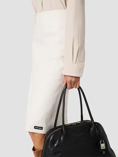 Miu Miu Women's Stretch Poplin Skirt - Beige Khaki | Thumbnail 6 Miu Miu Women's Stretch Poplin Skirt - Beige Khaki | Thumbnail 6