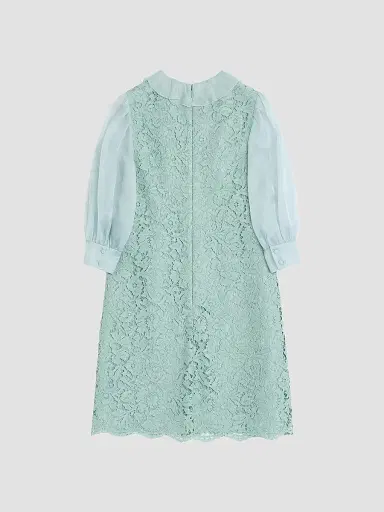 Valentino Garavani Women's Short Dress in Heavy Lace - Azure | Thumbnail 2 Valentino Garavani Women's Short Dress in Heavy Lace - Azure | Thumbnail 2