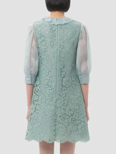 Valentino Garavani Women's Short Dress in Heavy Lace - Azure | Thumbnail 5 Valentino Garavani Women's Short Dress in Heavy Lace - Azure | Thumbnail 5