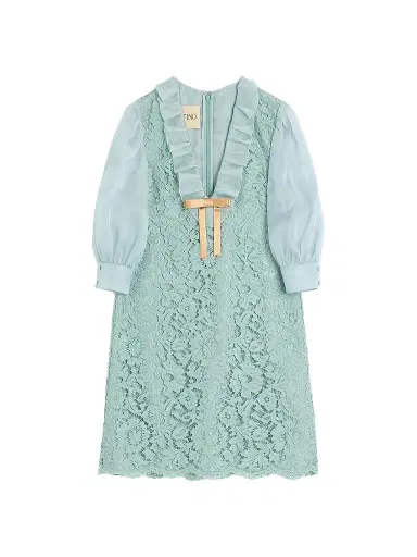 Valentino Garavani Women's Short Dress in Heavy Lace - Azure | Thumbnail 1 Valentino Garavani Women's Short Dress in Heavy Lace - Azure | Thumbnail 1