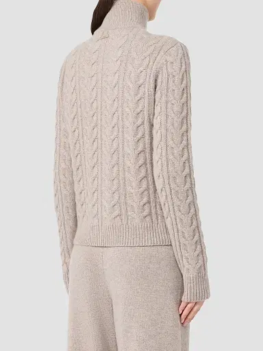 Max Mara Women's Cable Knit Cashmere Yarn Sweater - Sand - Size XL | Thumbnail 4 Max Mara Women's Cable Knit Cashmere Yarn Sweater - Sand - Size XL | Thumbnail 4