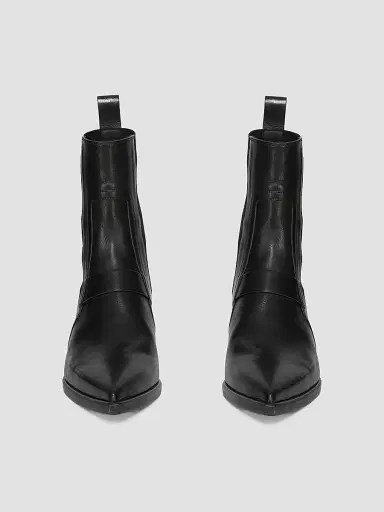 Rick Owens Men's Point Toe Leather Wedge-Heel Ankle Boots - Black - Size 13 | Thumbnail 4 Rick Owens Men's Point Toe Leather Wedge-Heel Ankle Boots - Black - Size 13 | Thumbnail 4
