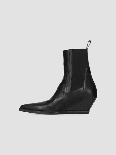 Rick Owens Men's Point Toe Leather Wedge-Heel Ankle Boots - Black - Size 13 | Thumbnail 5 Rick Owens Men's Point Toe Leather Wedge-Heel Ankle Boots - Black - Size 13 | Thumbnail 5