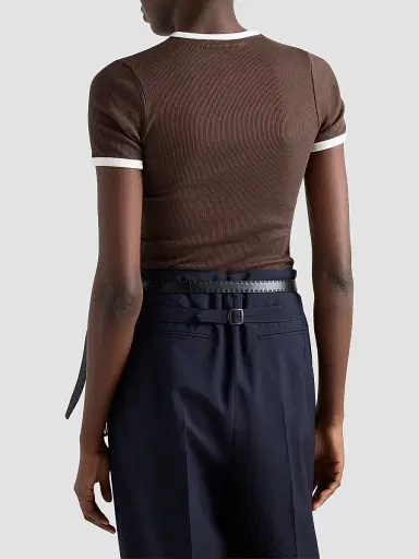 Prada Women's Ribbed Knit Top - Brown - Size 0 | Thumbnail 4 Prada Women's Ribbed Knit Top - Brown - Size 0 | Thumbnail 4