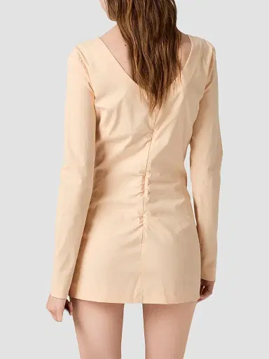 Miu Miu Women's Stretch Poplin Mini Dress - Beige | Thumbnail 3 Miu Miu Women's Stretch Poplin Mini Dress - Beige | Thumbnail 3