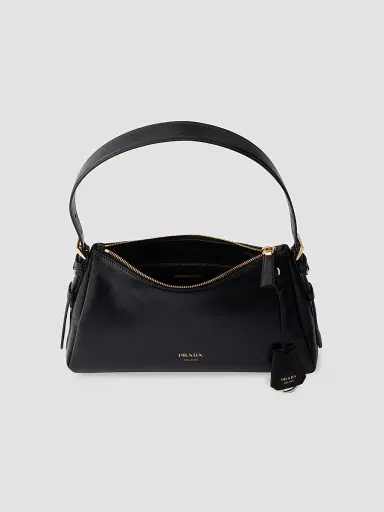 Prada Women's Aimée Medium Leather Shoulder Bag - Black | Thumbnail 4 Prada Women's Aimée Medium Leather Shoulder Bag - Black | Thumbnail 4