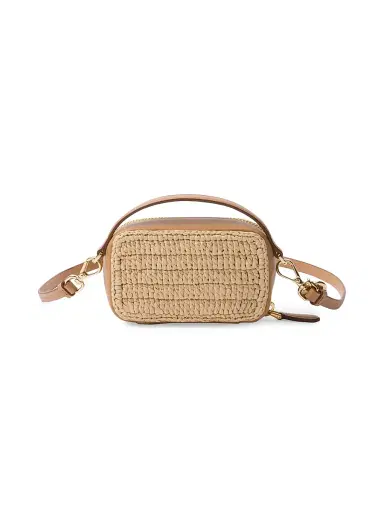 Prada Women's Crochet and Leather Mini Pouch - Beige Khaki | Thumbnail 3 Prada Women's Crochet and Leather Mini Pouch - Beige Khaki | Thumbnail 3