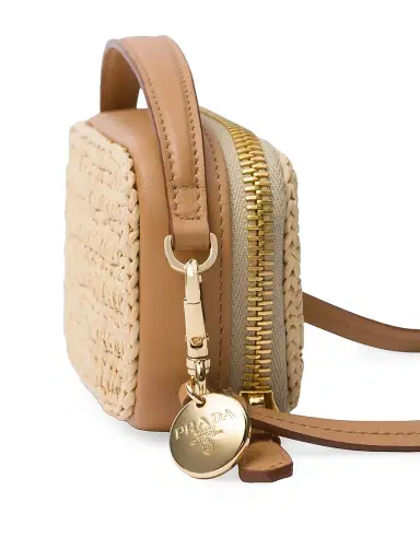 Prada Women's Crochet and Leather Mini Pouch - Beige Khaki | Thumbnail 5 Prada Women's Crochet and Leather Mini Pouch - Beige Khaki | Thumbnail 5
