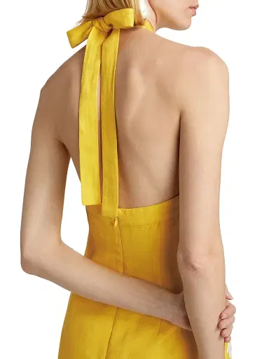 Significant Other Women's Carly Embroidered Linen-Blend Halterneck Midi-Dress - Lemon | Thumbnail 6 Significant Other Women's Carly Embroidered Linen-Blend Halterneck Midi-Dress - Lemon | Thumbnail 6