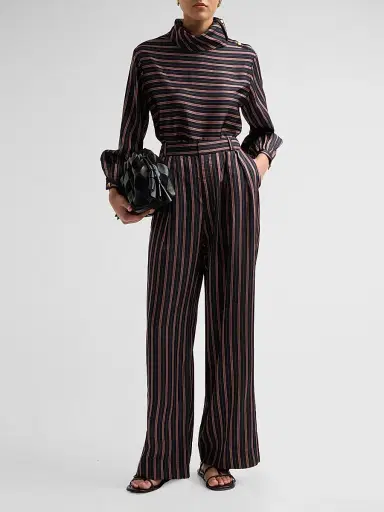 Zimmermann Women's Valiant Pleat Front Pants - Black Rose Stripe - Size 10 | Thumbnail 2 Zimmermann Women's Valiant Pleat Front Pants - Black Rose Stripe - Size 10 | Thumbnail 2
