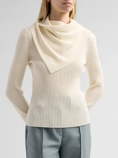 Zimmermann Women's Valiant Merino Scarf Top - Cream - Size 10 | Thumbnail 4 Zimmermann Women's Valiant Merino Scarf Top - Cream - Size 10 | Thumbnail 4