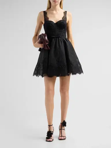 Zimmermann Women's Valiant Lace-Trim Mini Dress - Black - Size 10 | Thumbnail 2 Zimmermann Women's Valiant Lace-Trim Mini Dress - Black - Size 10 | Thumbnail 2