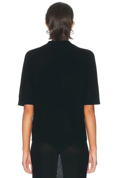 Loulou de Saison Ruth High-Neck Short Saddle-Sleeve Top | Thumbnail 3 Loulou de Saison Ruth High-Neck Short Saddle-Sleeve Top | Thumbnail 3