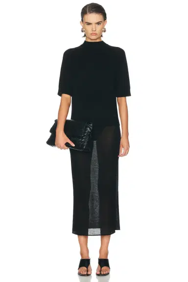 Loulou de Saison Ruth High-Neck Short Saddle-Sleeve Top | Thumbnail 4 Loulou de Saison Ruth High-Neck Short Saddle-Sleeve Top | Thumbnail 4