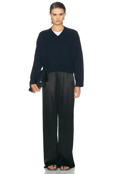 Loulou de Saison Anzor V-Neck Saddle-Sleeve Sweater | Thumbnail 4 Loulou de Saison Anzor V-Neck Saddle-Sleeve Sweater | Thumbnail 4