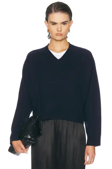 Loulou de Saison Anzor V-Neck Saddle-Sleeve Sweater | Thumbnail 1 Loulou de Saison Anzor V-Neck Saddle-Sleeve Sweater | Thumbnail 1