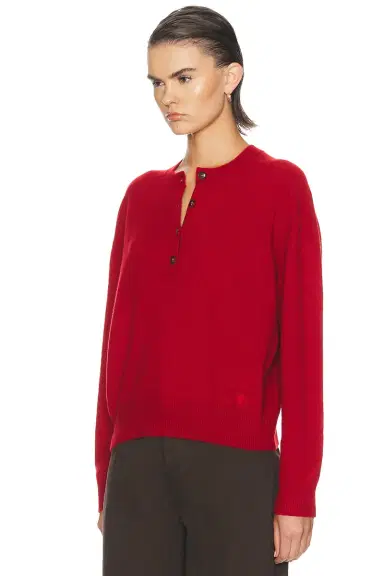 Loulou de Saison Malo Oversized Saddle-Sleeve Henley Sweater | Thumbnail 2 Loulou de Saison Malo Oversized Saddle-Sleeve Henley Sweater | Thumbnail 2