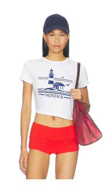Sunny Somewhere Montauk Lighthouse Tiny Tee | Thumbnail 1 Sunny Somewhere Montauk Lighthouse Tiny Tee | Thumbnail 1