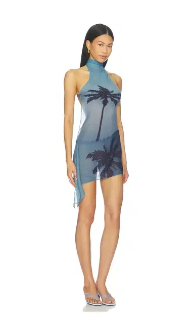 1XBLUE Palm Twist Back Mini Dress | Thumbnail 2 1XBLUE Palm Twist Back Mini Dress | Thumbnail 2