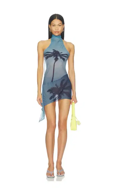 1XBLUE Palm Twist Back Mini Dress | Thumbnail 1 1XBLUE Palm Twist Back Mini Dress | Thumbnail 1