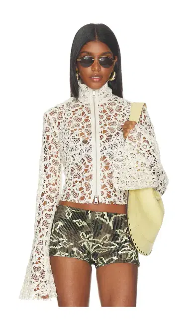SIEDRES Embroidered Fluted Top With Front Zipper | Thumbnail 1 SIEDRES Embroidered Fluted Top With Front Zipper | Thumbnail 1