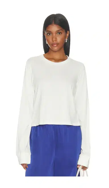 ÉTERNE Cotton Long Sleeve Boxy Tee | Thumbnail 1 ÉTERNE Cotton Long Sleeve Boxy Tee | Thumbnail 1