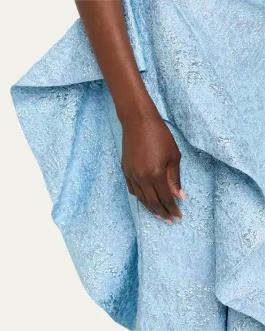 Rickie Freeman for Teri Jon One-Shoulder Jacquard Side-Ruffle Gown | Thumbnail 9 Rickie Freeman for Teri Jon One-Shoulder Jacquard Side-Ruffle Gown | Thumbnail 9