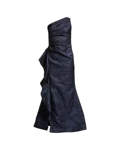 Rickie Freeman for Teri Jon One-Shoulder Jacquard Side-Ruffle Gown | Thumbnail 1 Rickie Freeman for Teri Jon One-Shoulder Jacquard Side-Ruffle Gown | Thumbnail 1