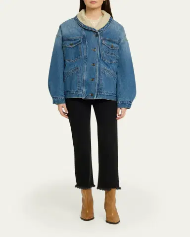 Isabel Marant Pimia Faux-Fur Lined Denim Jacket | Thumbnail 2 Isabel Marant Pimia Faux-Fur Lined Denim Jacket | Thumbnail 2