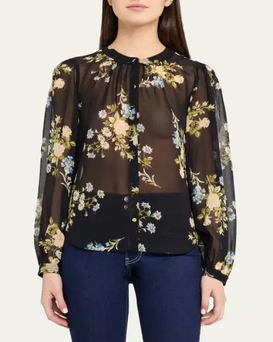 Veronica Beard Ashlynn Floral Silk Blouse | Thumbnail 4 Veronica Beard Ashlynn Floral Silk Blouse | Thumbnail 4