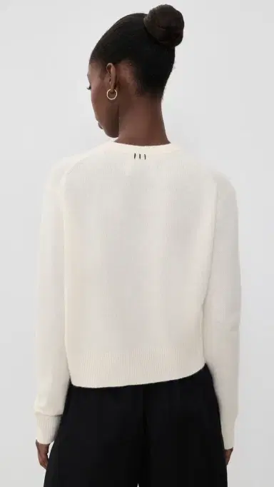 White + Warren Cashmere Tennis Racquet Sweatshirt oft White Combo | Thumbnail 3 White + Warren Cashmere Tennis Racquet Sweatshirt oft White Combo | Thumbnail 3