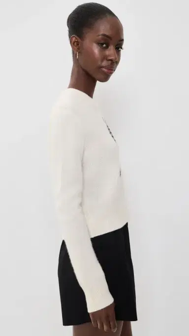White + Warren Cashmere Tennis Racquet Sweatshirt oft White Combo | Thumbnail 4 White + Warren Cashmere Tennis Racquet Sweatshirt oft White Combo | Thumbnail 4