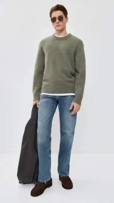 FRAME Cashmere Crew Neck Sweater Smoky Green | Thumbnail 5 FRAME Cashmere Crew Neck Sweater Smoky Green | Thumbnail 5