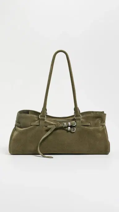 MARGESHERWOOD Soft Grandma Shoulder Bag Dark Olive Suede One Size | Thumbnail 2 MARGESHERWOOD Soft Grandma Shoulder Bag Dark Olive Suede One Size | Thumbnail 2