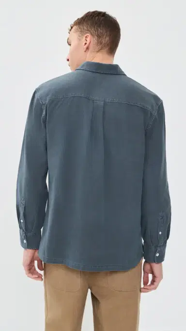 OFFICINE GÉNÉRALE Jordy Twill Polo Top Denim Blue | Thumbnail 3 OFFICINE GÉNÉRALE Jordy Twill Polo Top Denim Blue | Thumbnail 3