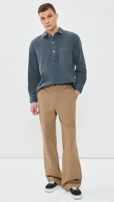 OFFICINE GÉNÉRALE Jordy Twill Polo Top Denim Blue | Thumbnail 5 OFFICINE GÉNÉRALE Jordy Twill Polo Top Denim Blue | Thumbnail 5