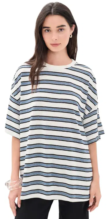 VRG GRL Willow Tee Blue tripe | Thumbnail 1 VRG GRL Willow Tee Blue tripe | Thumbnail 1