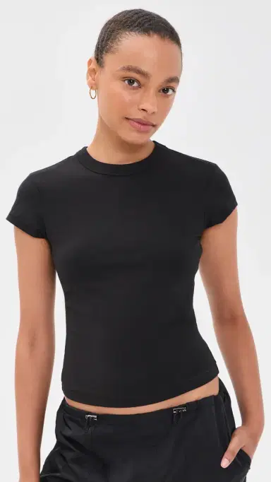 Good American The Cap Sleeve Tee Black001 | Thumbnail 2 Good American The Cap Sleeve Tee Black001 | Thumbnail 2