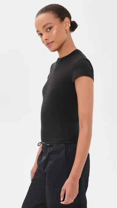 Good American The Cap Sleeve Tee Black001 | Thumbnail 4 Good American The Cap Sleeve Tee Black001 | Thumbnail 4