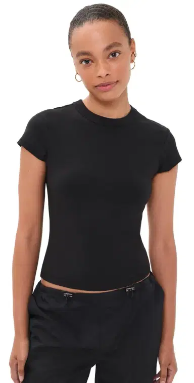 Good American The Cap Sleeve Tee Black001 | Thumbnail 1 Good American The Cap Sleeve Tee Black001 | Thumbnail 1