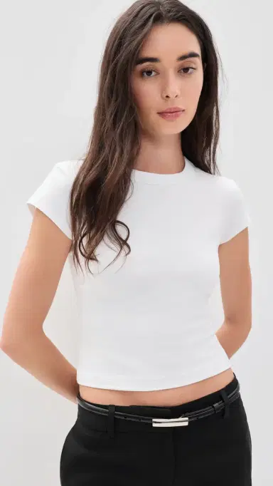 Good American The Cap Sleeve Tee White001 | Thumbnail 2 Good American The Cap Sleeve Tee White001 | Thumbnail 2