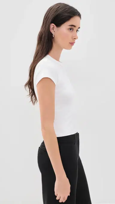 Good American The Cap Sleeve Tee White001 | Thumbnail 4 Good American The Cap Sleeve Tee White001 | Thumbnail 4