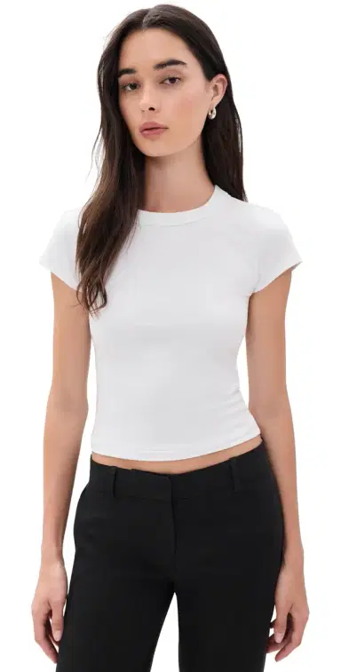 Good American The Cap Sleeve Tee White001 | Thumbnail 1 Good American The Cap Sleeve Tee White001 | Thumbnail 1