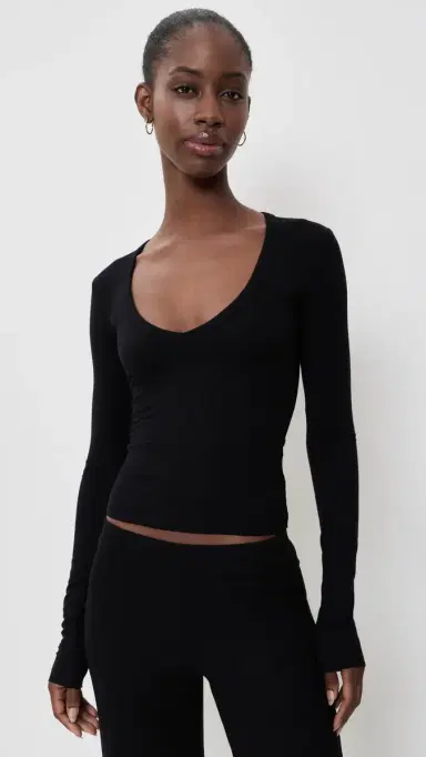 ÉTERNE Ribbed Tee Black | Thumbnail 2 ÉTERNE Ribbed Tee Black | Thumbnail 2